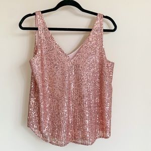 LOFT sequin shell in metallic champagne